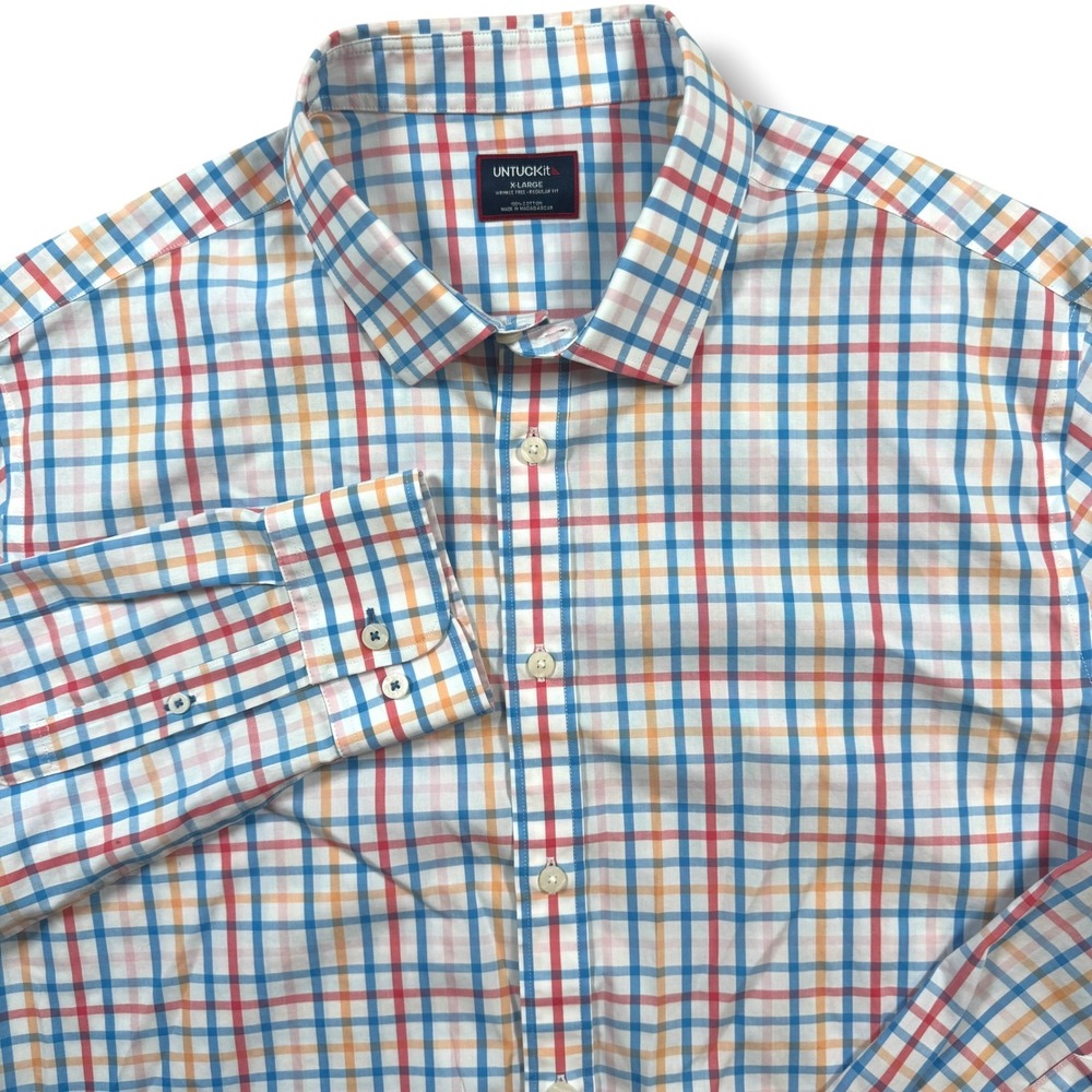 UNTUCKit Button Down Shirt Mens XL Multi Color Moore Plaid Wrinkle Free 41830